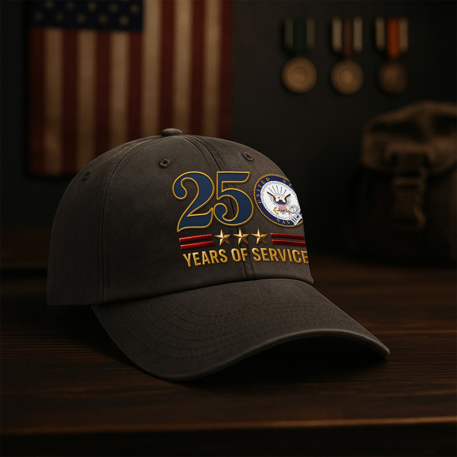 Custom Ranks & Text Premium Washed Denim Cap DC022
