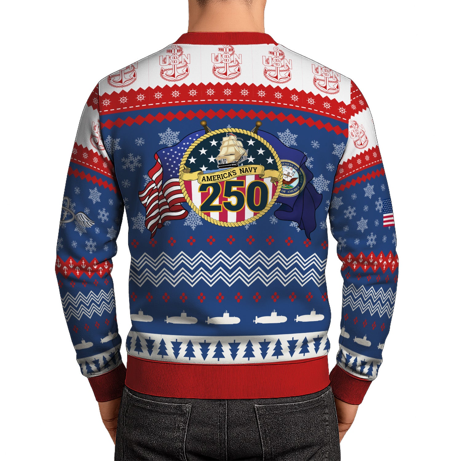 Personalized US Navy Christmas Ugly Sweater UST009