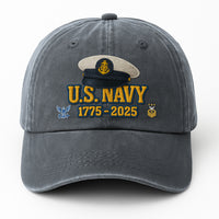 Premium Washed Denim Cap – Embroidered-Effect Print DC0010