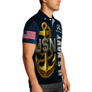 US Navy Polo Shirt – Bold Anchor Design with Custom Rank, Text & Years