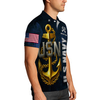 US Navy Polo Shirt – Bold Anchor Design with Custom Rank, Text & Years