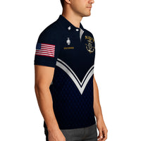 US Navy 250th Anniversary Polo Shirt – Anchor Crest Design with Custom Rank