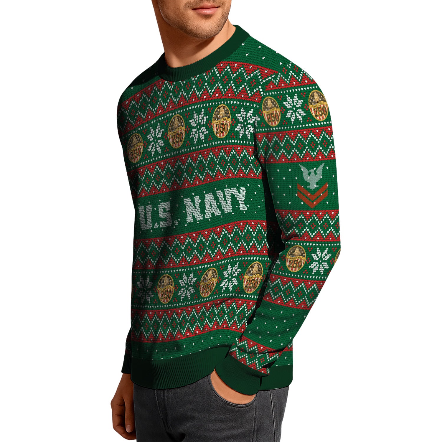 Personalized US Navy Christmas Ugly Sweater UST024