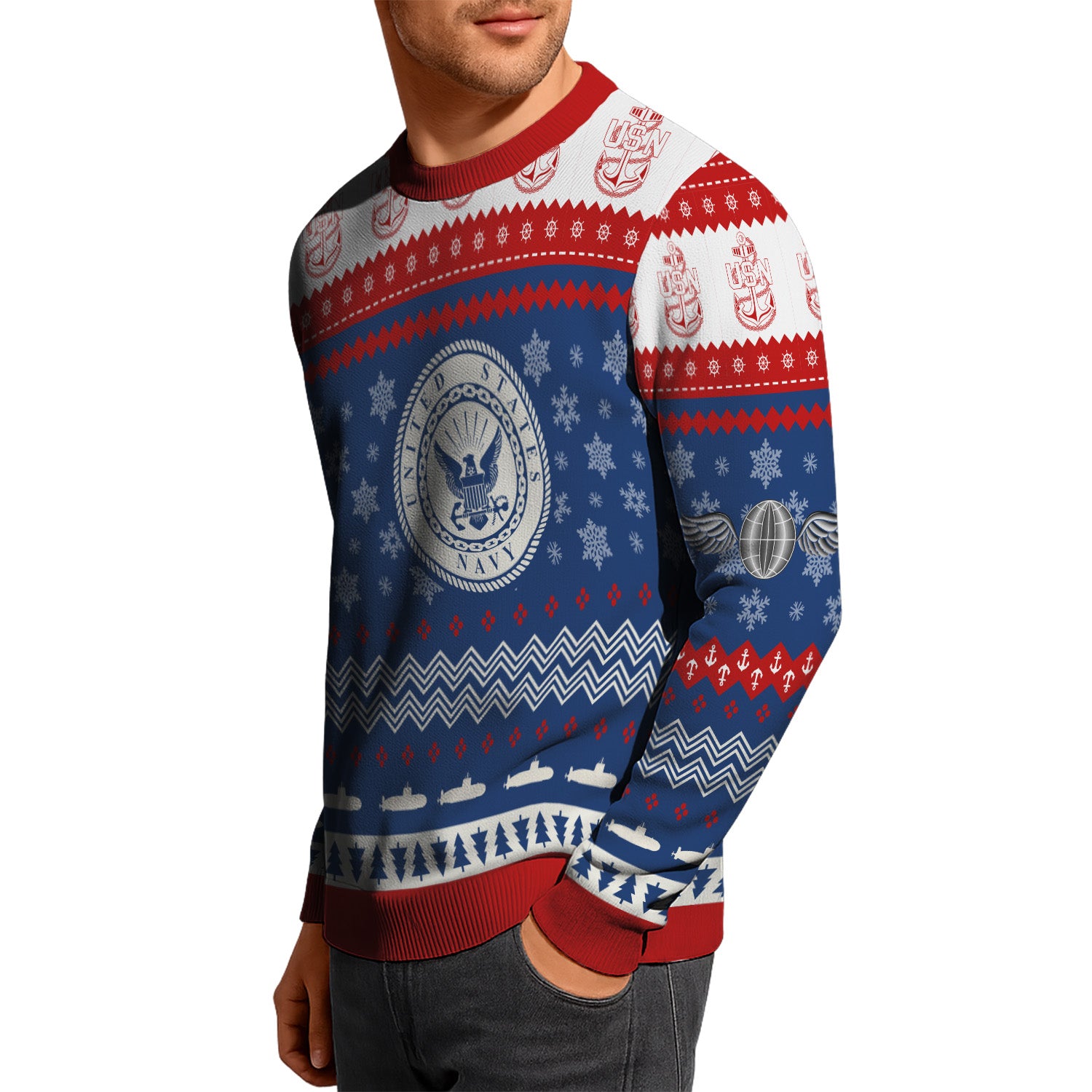 Personalized US Navy Christmas Ugly Sweater UST009
