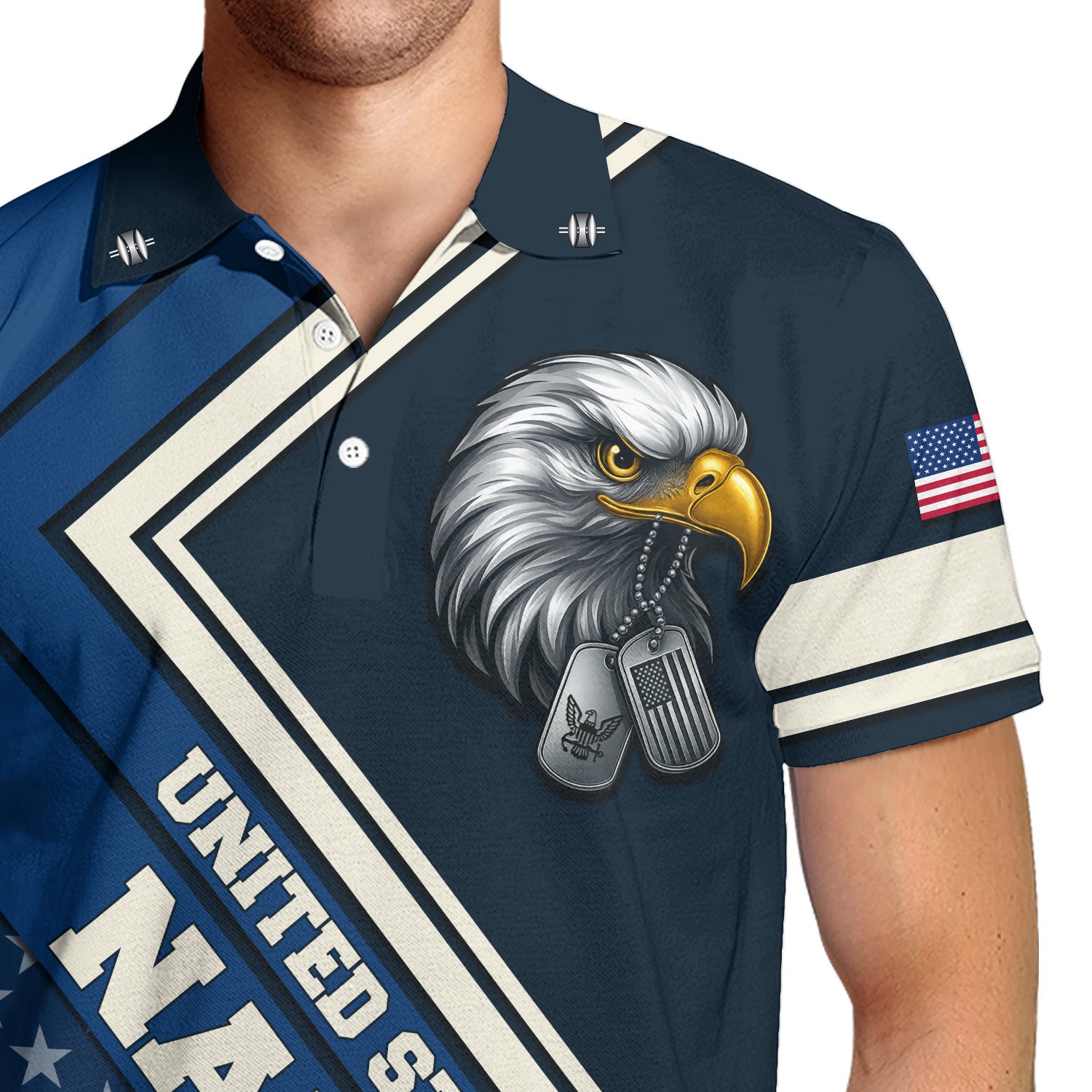 US Navy Polo Shirt – Bald Eagle & American Stars Custom Veteran