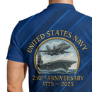 US Navy 250th Anniversary Polo Shirt – Custom Rank & Aircraft Tribute Design