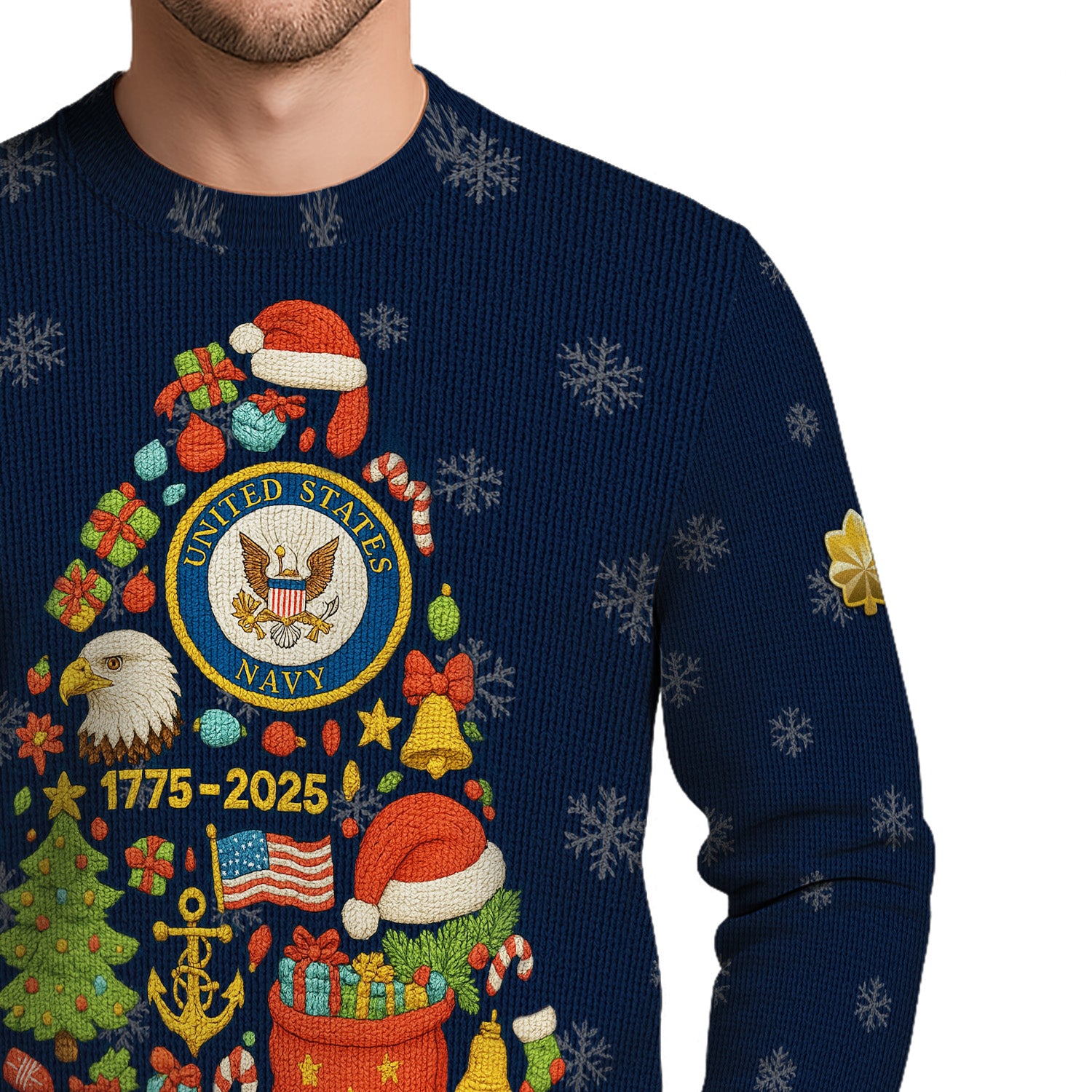 Personalized US Navy Christmas Ugly Sweater KRUST14