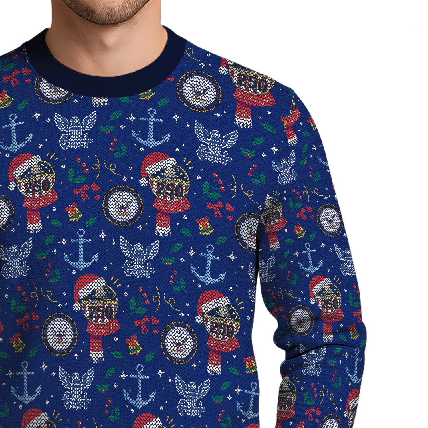 US Navy 250 America Christmas Ugly Sweater