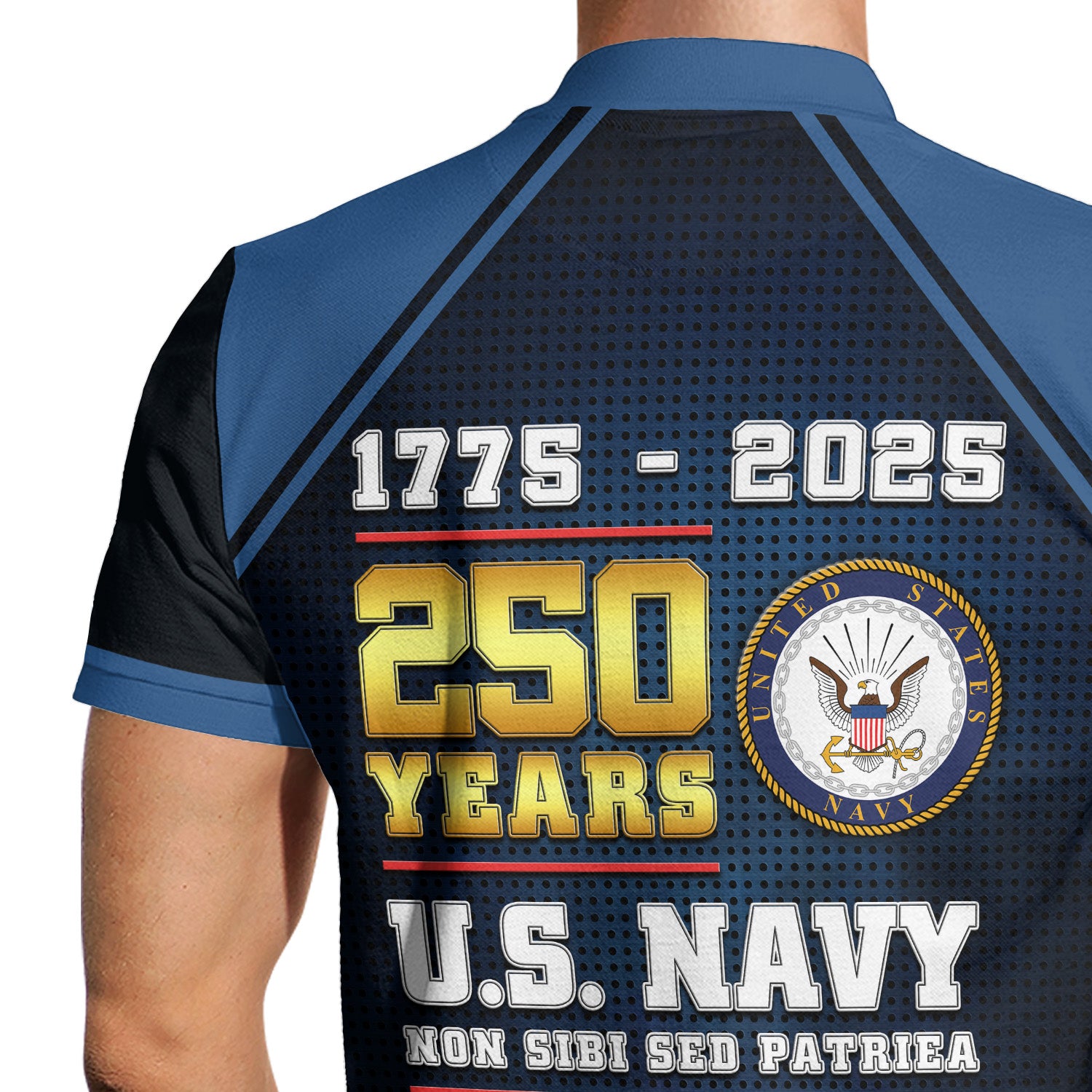 US Navy 250th Anniversary Polo Shirt – Custom Rank & Text Veteran Edition