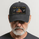 Premium Washed Denim Cap – Embroidered-Effect Print DC001