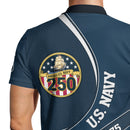 Navy Veteran Polo Shirt – 250 Years of Service, Personalized Rank