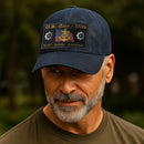 Premium Washed Denim Cap – Embroidered-Effect Print DC001