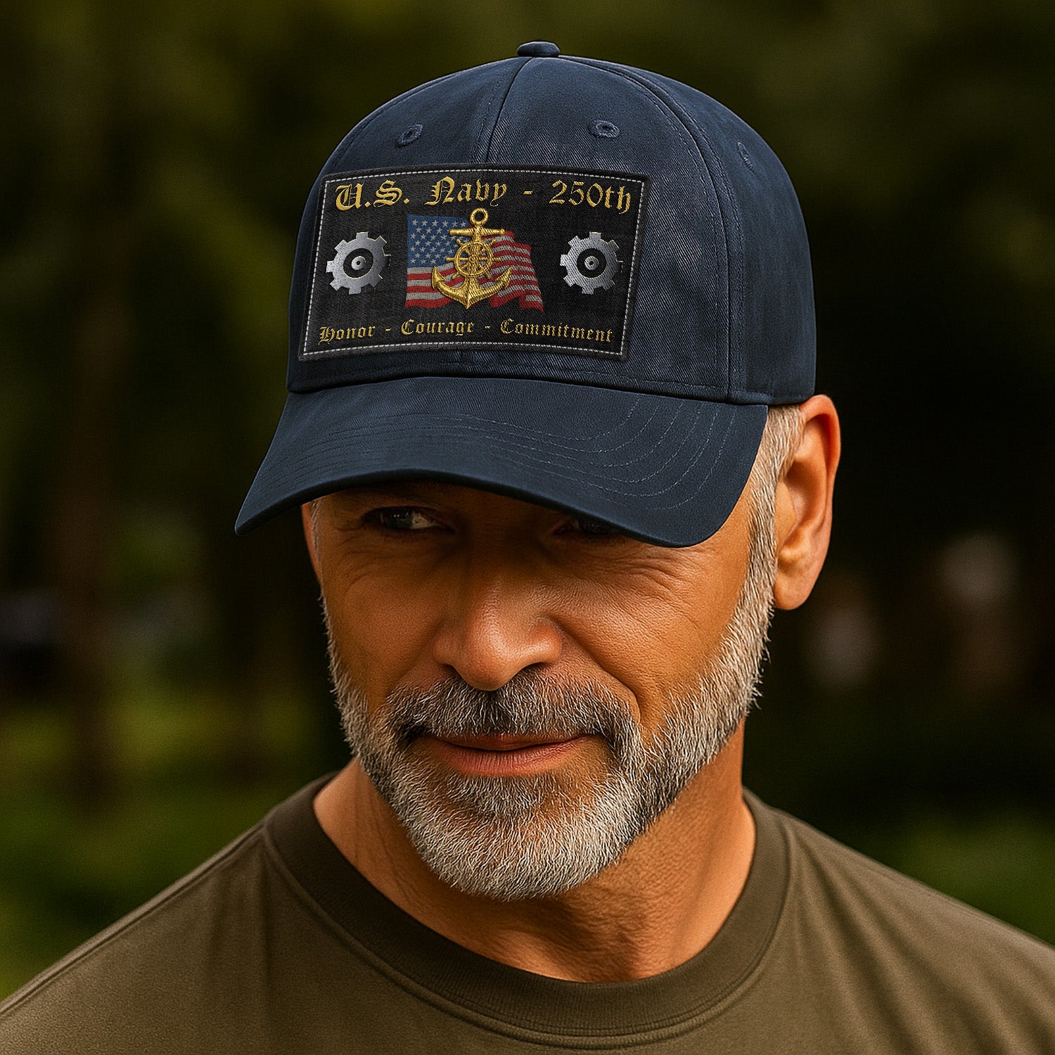 Premium Washed Denim Cap – Embroidered-Effect Print DC001