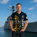 US Navy Polo Shirt – Bold Anchor Design with Custom Rank, Text & Years