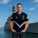US Navy 250th Anniversary Polo Shirt – Anchor Crest Design with Custom Rank