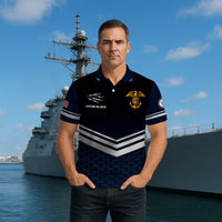 US Navy Polo Shirt – Chevron Stripes & Hex Pattern Custom Rank Edition