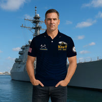 US Navy 250th Anniversary Polo Shirt – Sailor Cap Design with Custom Rank